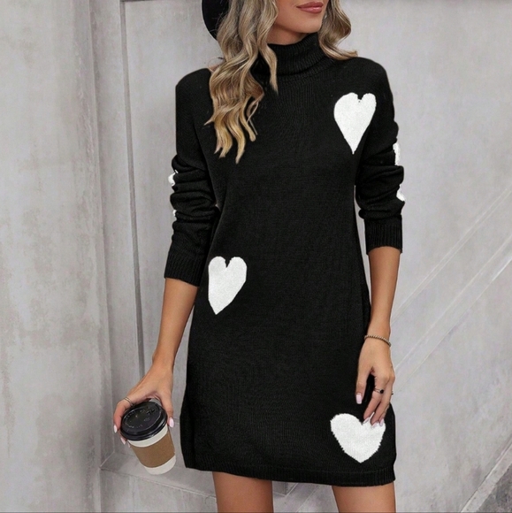 Dresses & Skirts - Women's Heart Pattern Sweater Dress